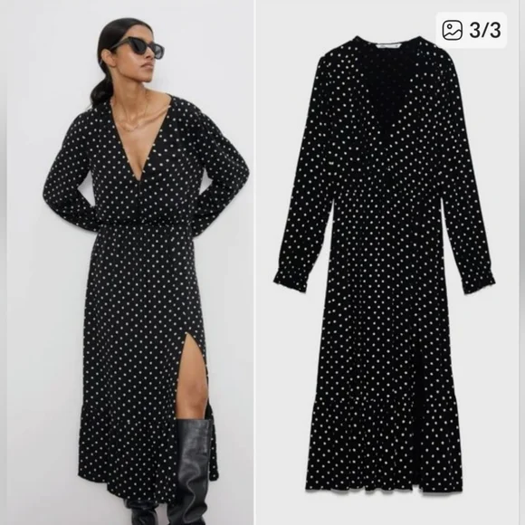 ZARA - Polka Dot Midi Dress - Picture 1 of 5
